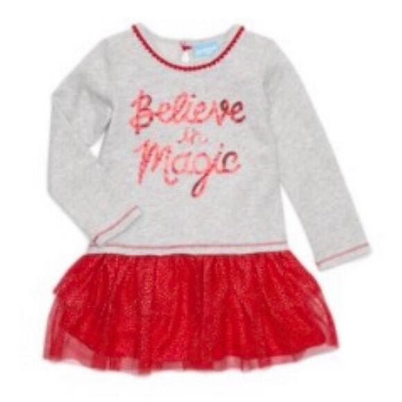 Lightning Bug Multi-Layer Red Sparkle Tulle Dress Believe in Magic 3T Girls - Picture 1 of 6